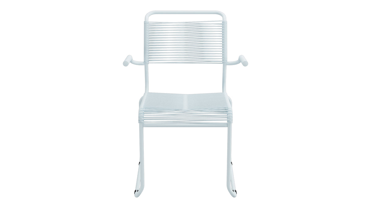 Säntis Spaghetti-Gartenstuhl mit Armlehne Kufen in Pastellblau präsentiert im Onlineshop von KAQTU Design AG. Gartenstuhl mit Armlehnen ist von Schaffner