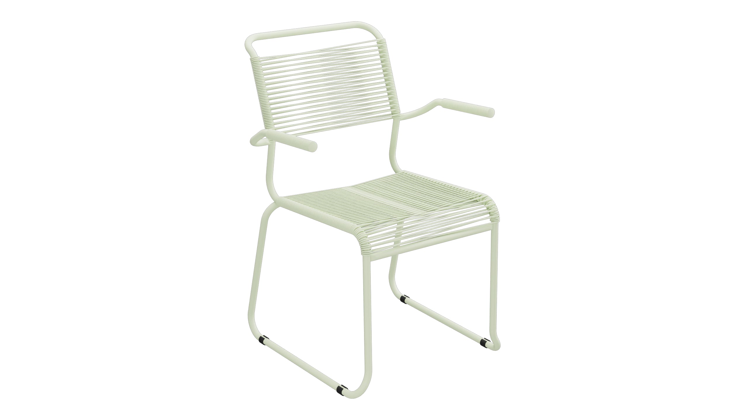 Säntis Spaghetti-Gartenstuhl mit Armlehne Kufen in Pastellgrün präsentiert im Onlineshop von KAQTU Design AG. Gartenstuhl mit Armlehnen ist von Schaffner