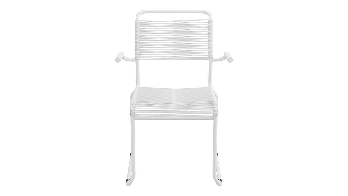 Säntis Spaghetti-Gartenstuhl mit Armlehne Kufen in Weiss präsentiert im Onlineshop von KAQTU Design AG. Gartenstuhl mit Armlehnen ist von Schaffner
