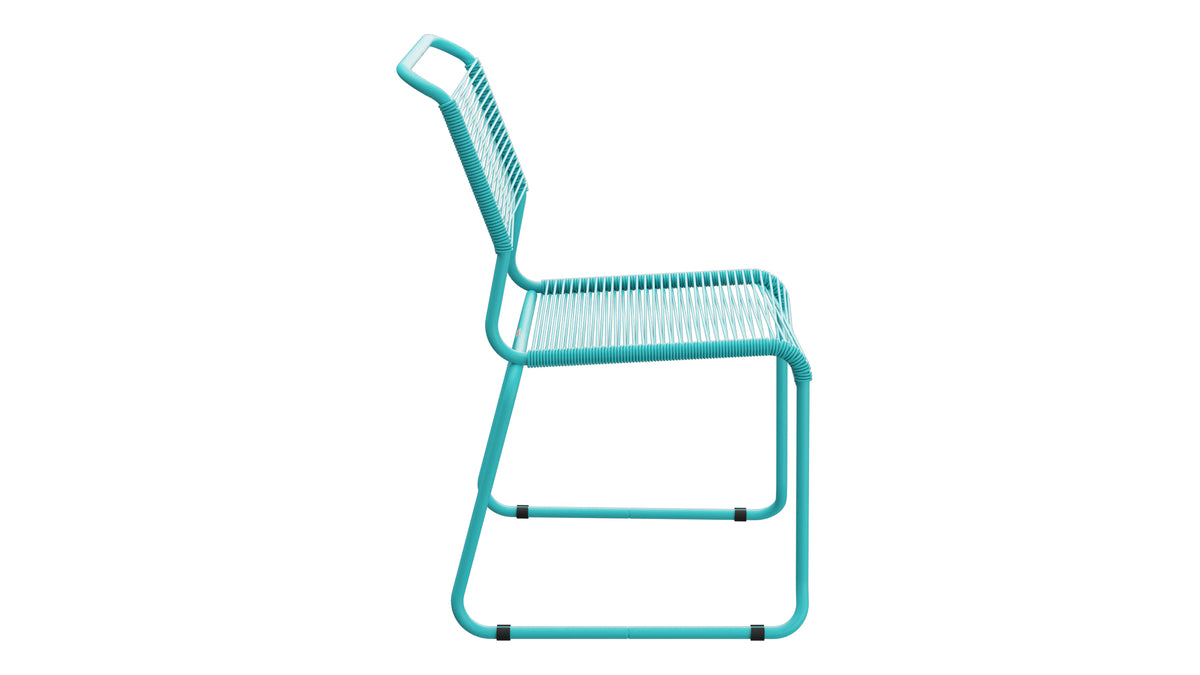 Spaghettistuhl Säntis mit Kufen in Türkis präsentiert im Onlineshop von KAQTU Design AG. Gartenstuhl ist von Schaffner