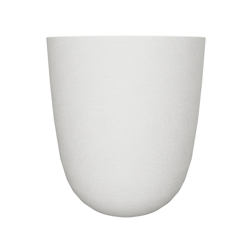 Moderner Blumenübertopf Aiguablava aus weißem Zement, Ø 39 cm, perfekt für Pflanzen im Freien und drinnen, robust und stilvoll.