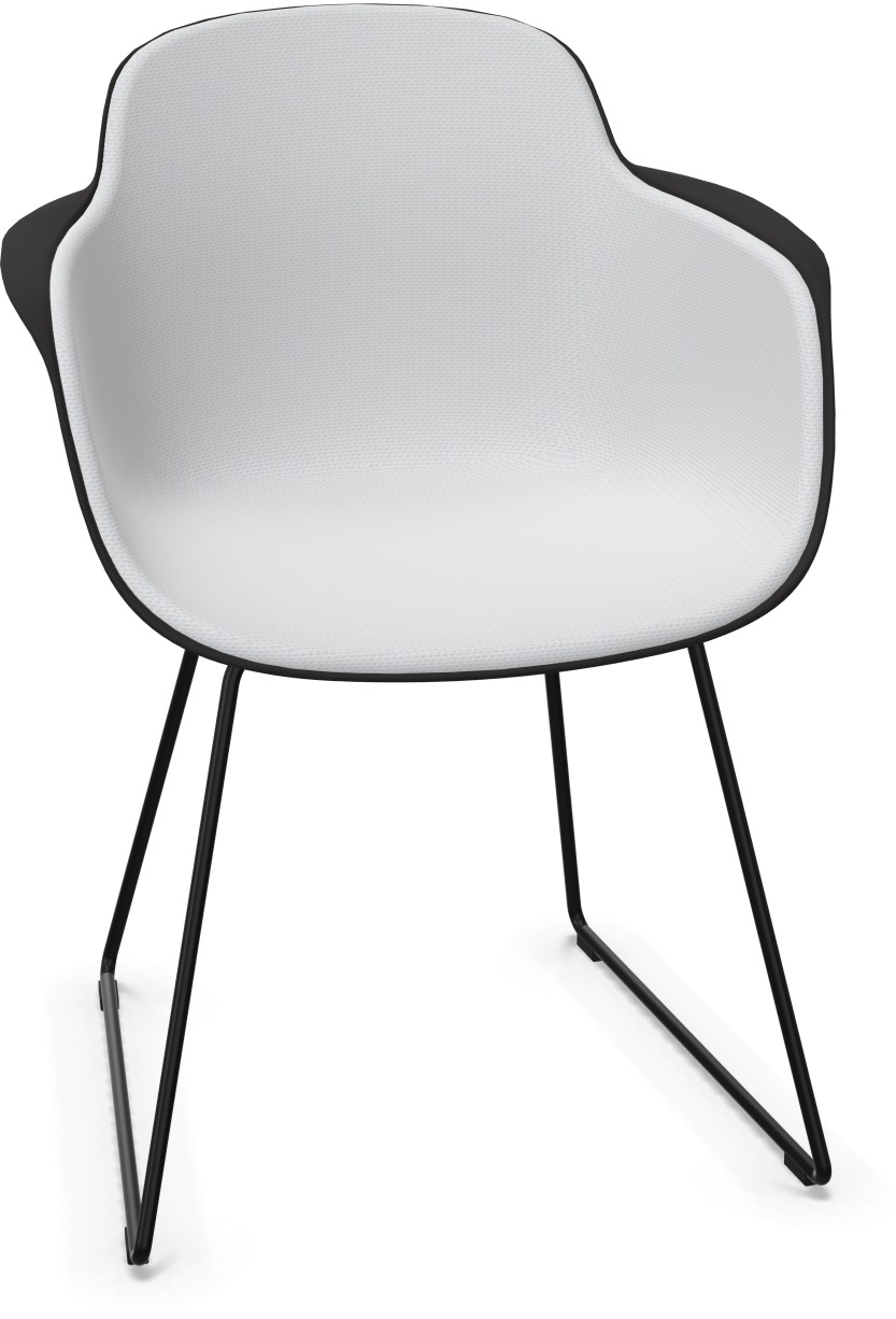 SICLA Sled gepolstert in Grau / Schwarz präsentiert im Onlineshop von KAQTU Design AG. Stuhl mit Armlehne ist von Infiniti Design