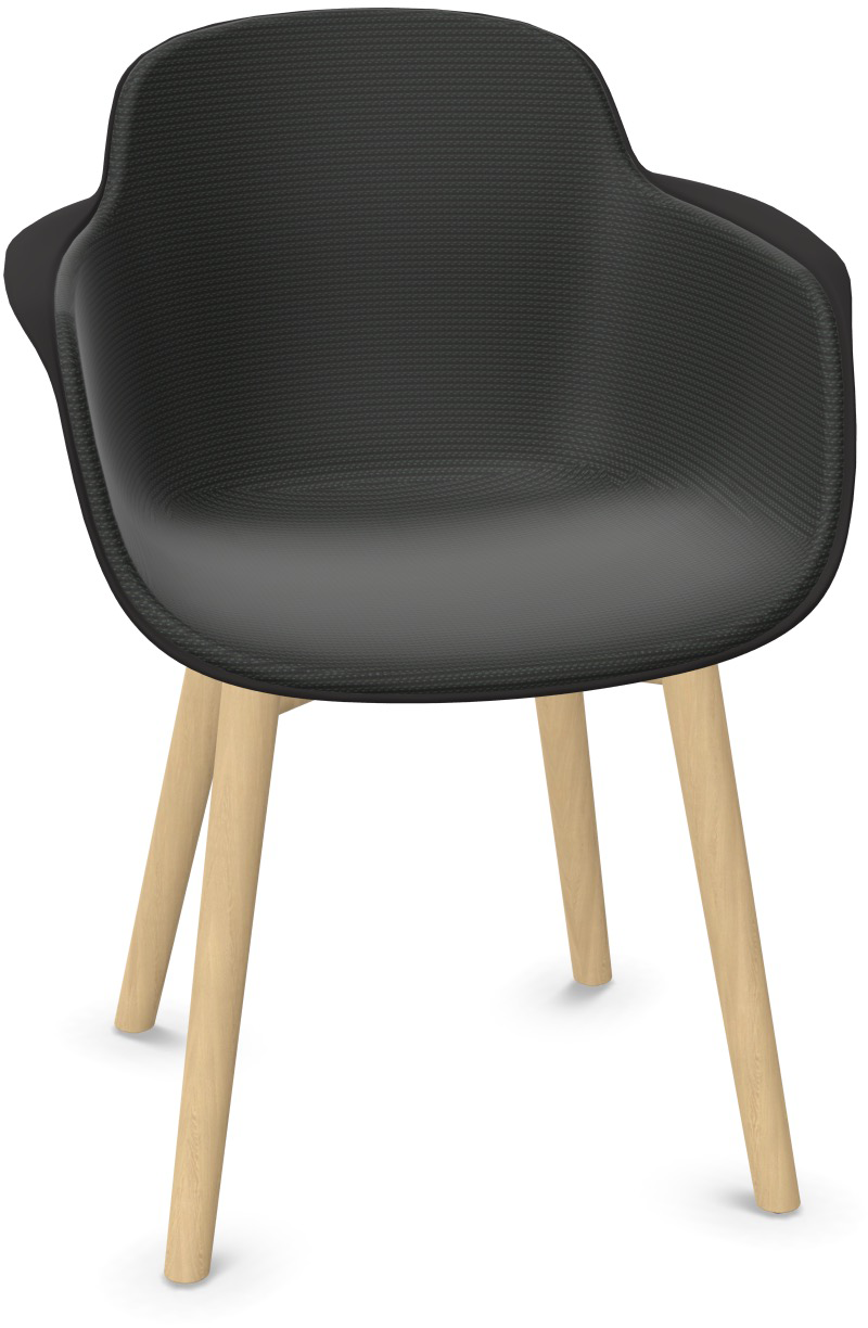 SICLA Holz gepolstert in Schwarz / Natur präsentiert im Onlineshop von KAQTU Design AG. Stuhl mit Armlehne ist von Infiniti Design