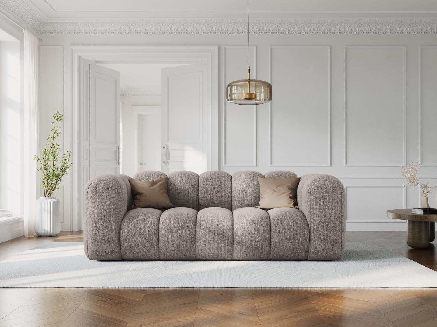 Elegante Lupine-Kollektion von Micadoni: stilvolle Möbel in sanften Farben, ideal für modernes Wohnen.