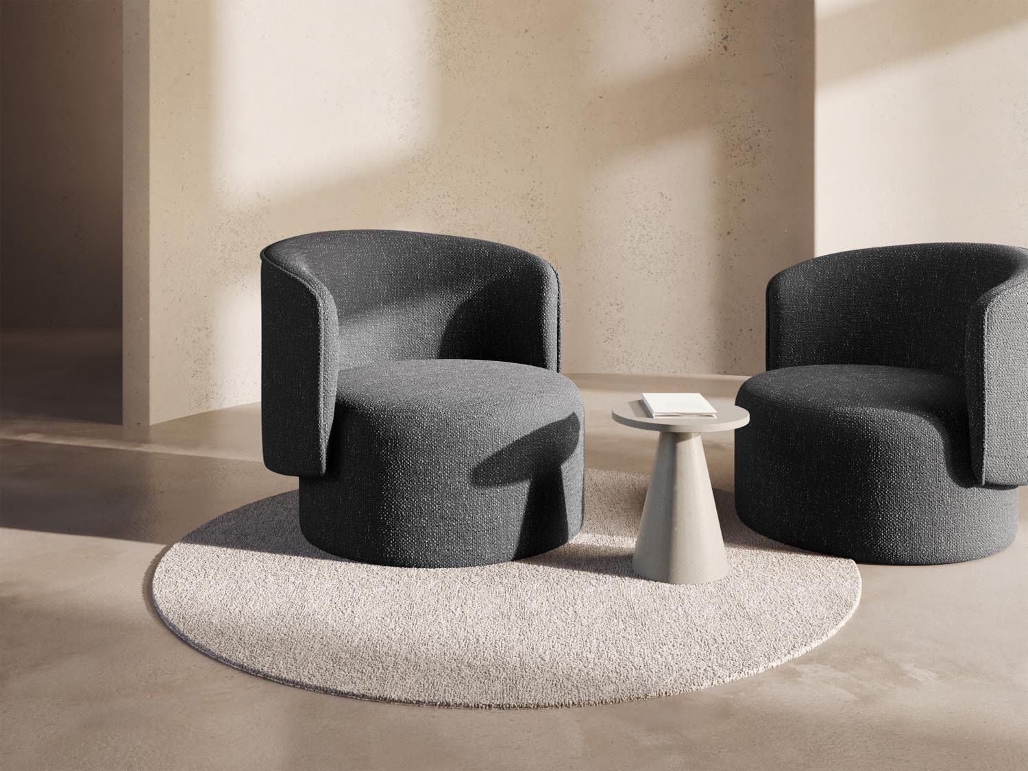 Eleganter runder Teppich in warmen Goldtönen, ideal für stilvolle Wohnräume und gemütliche Atmosphären.