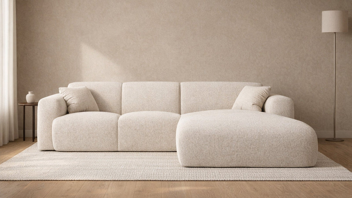 L-Sofa rechts – Sofas mit Chaiselongue & Ecke rechts – Wohnbeispiel