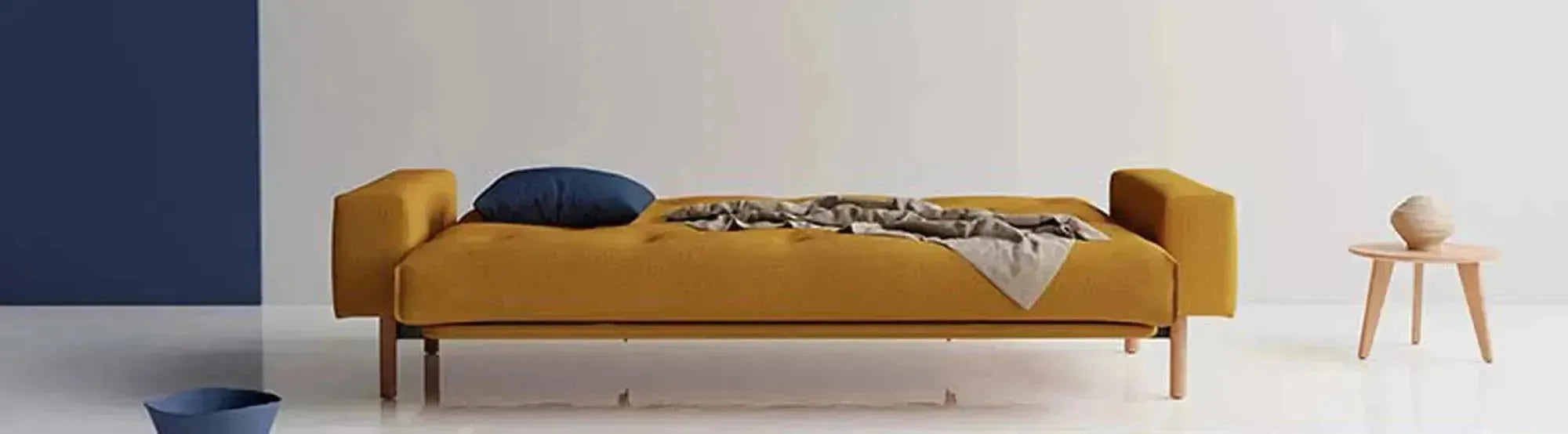 Mimer Schlafsofa mit abnehmbarem Bezug und stilvollem Design, präsentiert in einem modernen Wohnraum.