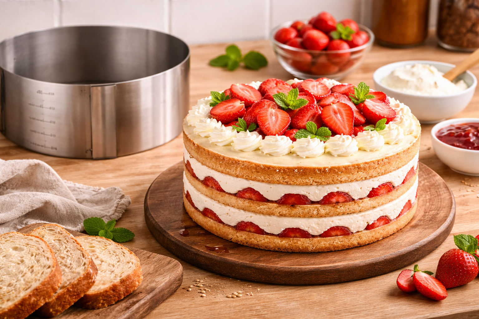 Hochwertige Tortenringe in verschiedenen Formen und Größen für präzises Backen, kreative Desserts und beeindruckende Kuchenpräsentationen.
