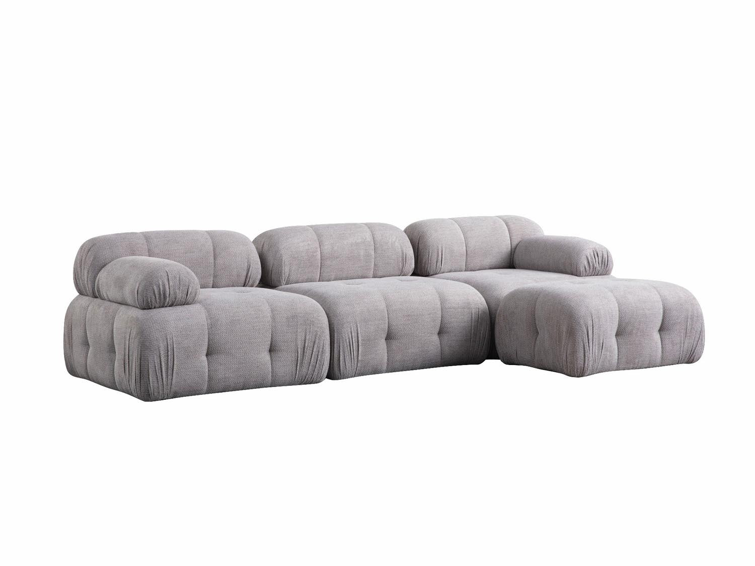 Elegantes Ecksofa in modernem Design, ideal für stilvolle Wohnzimmer, mit bequemen Kissen und hochwertigem Stoff.