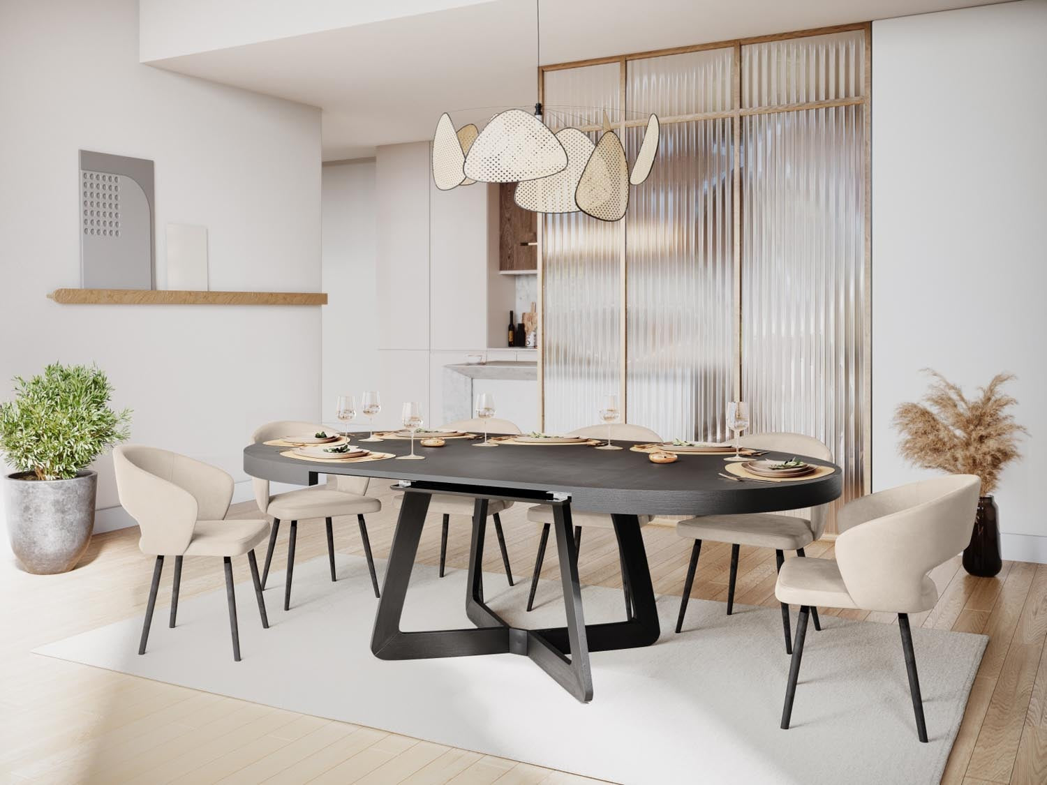 Eleganter Esstisch von Ferm Living, aus hochwertigem Holz, ideal für stilvolle Essbereiche und gesellige Runden.