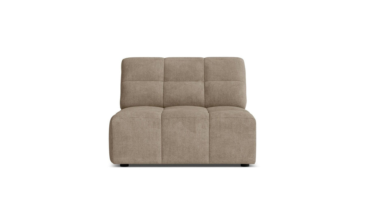 Micadoni Jennifer Ecksofa in Beige mit Chenille-Bezug Eden in einem hellen Wohnzimmer