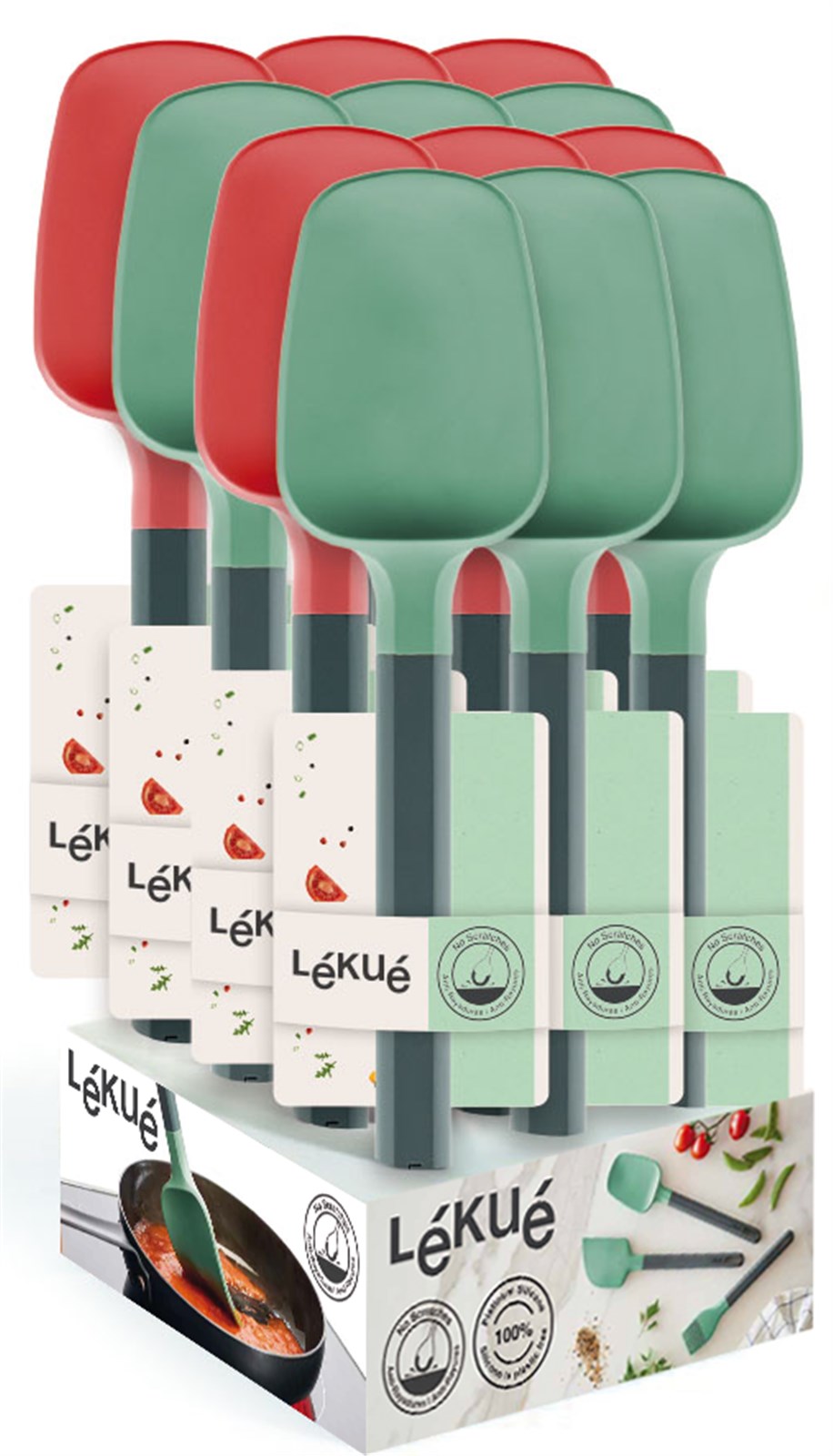 Display Löffel-Spachtel Grün & Rot in Mehrfarbig präsentiert im Onlineshop von KAQTU Design AG. Backen ist von Lékué
