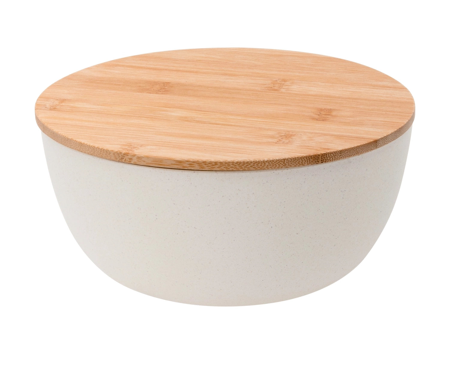 Salatschüssel mit Bambusdeckel, cream, D19cm - KAQTU Design