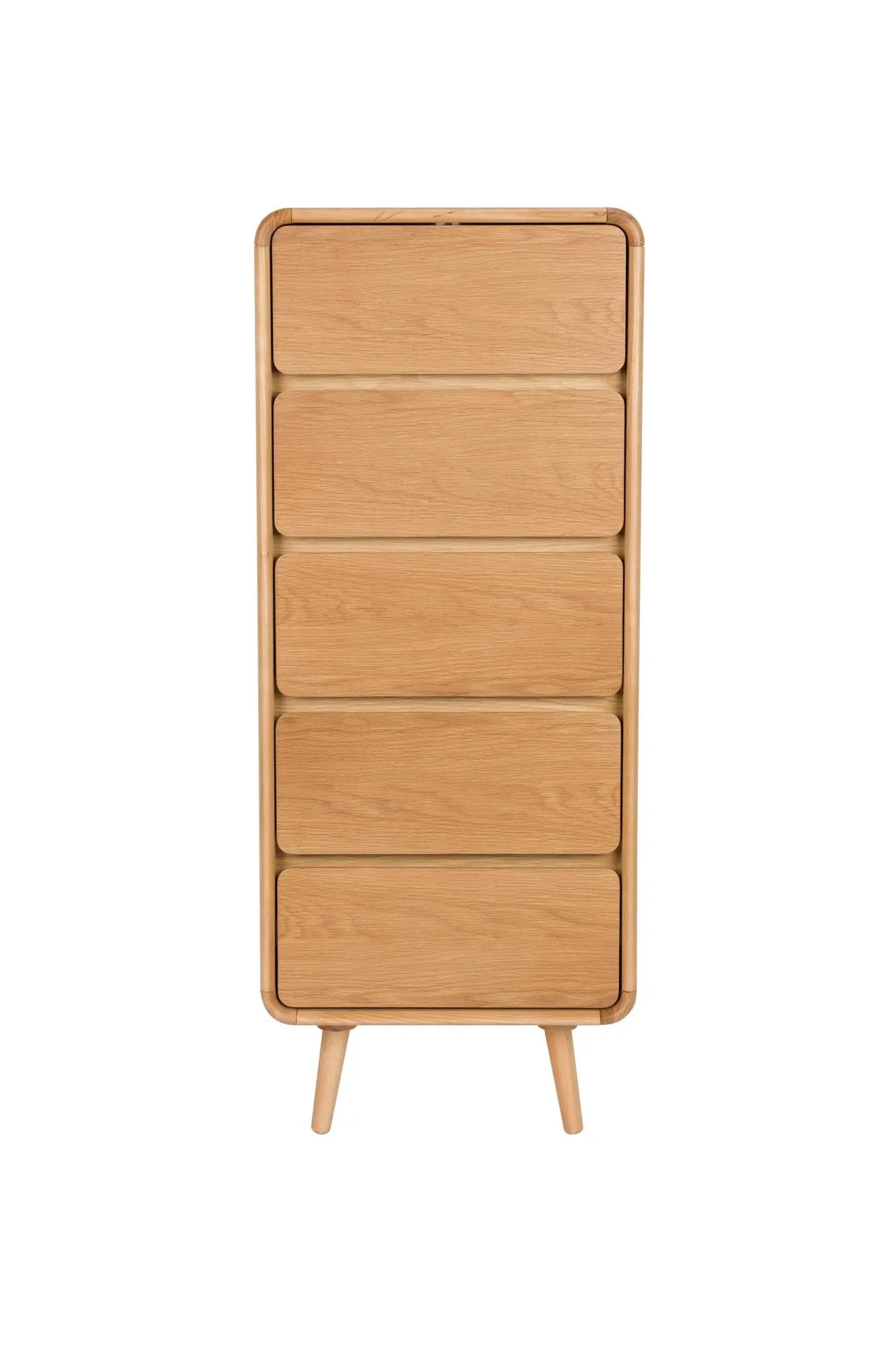 Elegantes Cabinet Rise von Zuiver: Eschenholz, geriffelte Glasschiebetür, vielseitig als Wandschrank, Nachttisch oder Kommode.