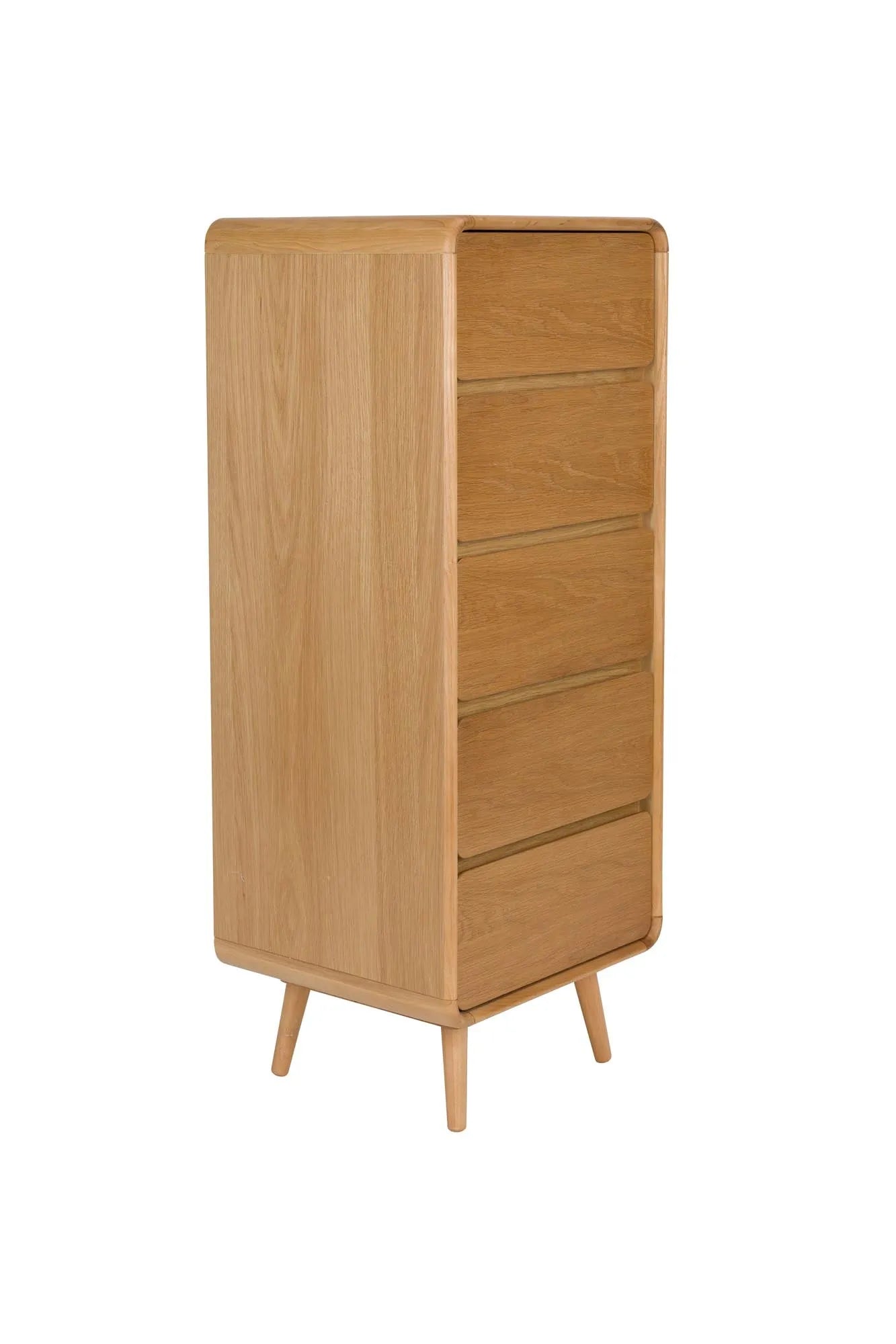 Das Cabinet Rise von Zuiver: Elegantes Eschenholz-Design mit geriffelter Glasschiebetür, vielseitig als Schrank oder Kommode.