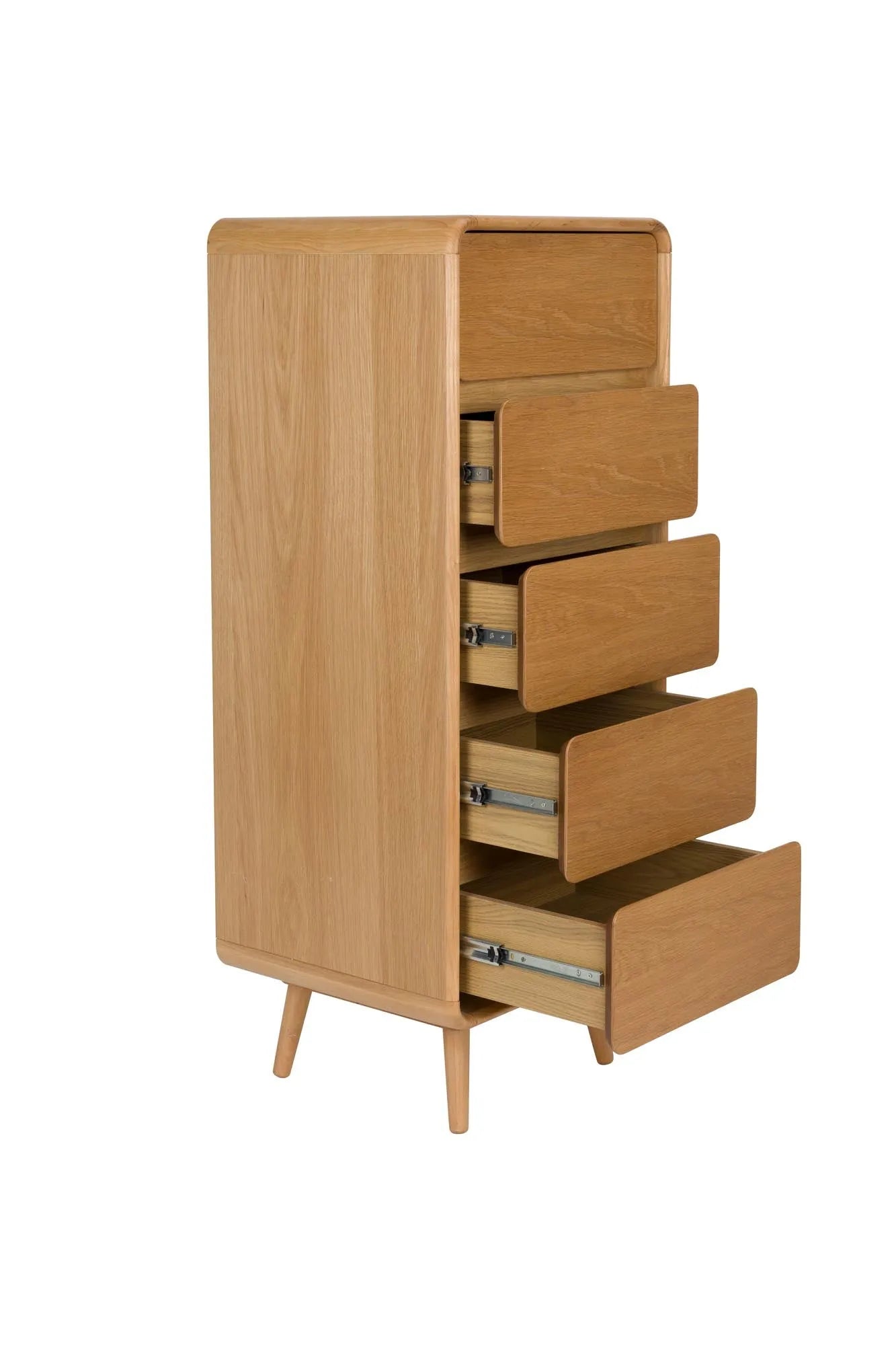 Das Cabinet Rise von Zuiver: Elegantes Eschenholz-Design mit geriffelter Glasschiebetür, vielseitig als Schrank oder Kommode.
