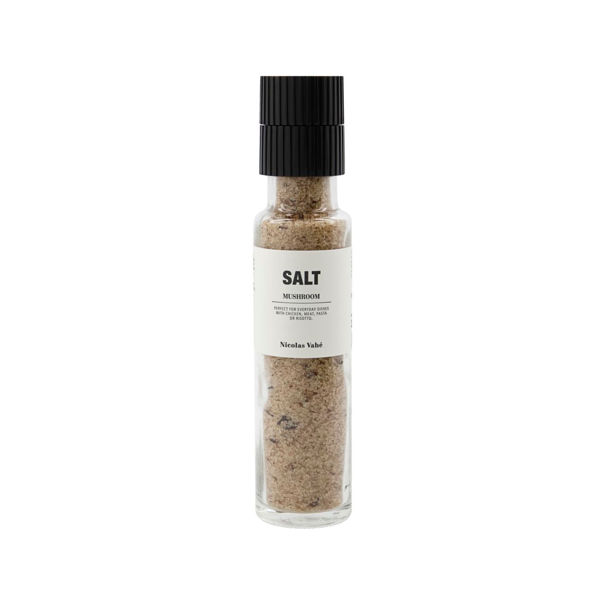 Nicolas Vahé Salz mit getrockneten Pilzen in Keramikmühle – ideal für Huhn, Fleisch, Pasta & Risotto. Intensiver Geschmack.