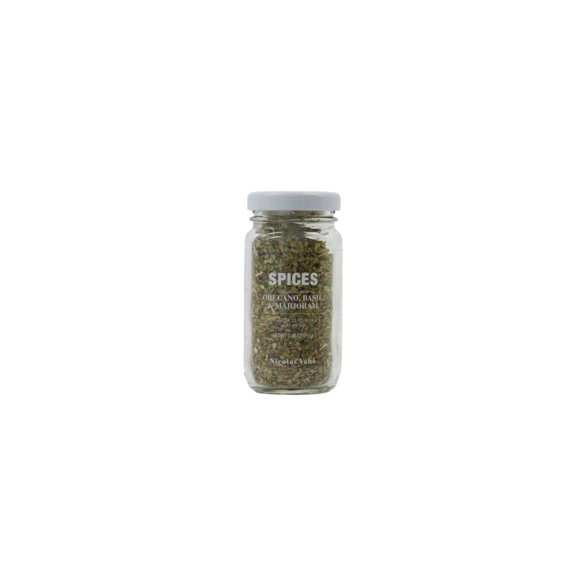 Gewürzmischung von Nicolas Vahé: Oregano, Basilikum & Majoran für Pizza, Pasta & mehr. Dekorative Flasche, italienischer Geschmack.
