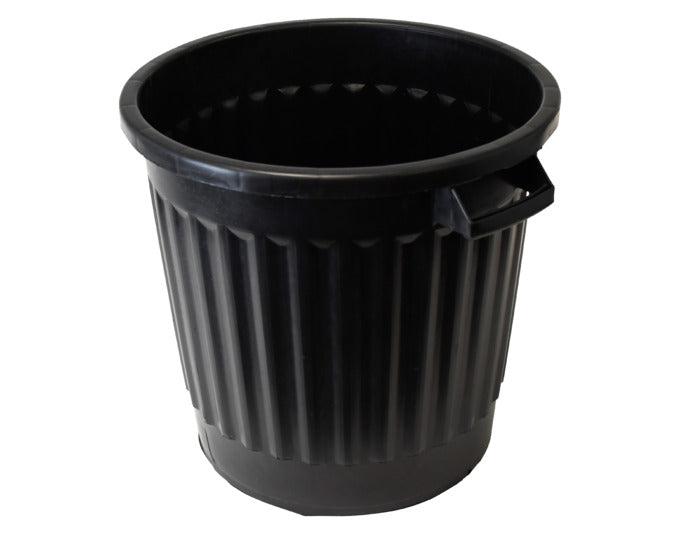 Robuster schwarzer Gartenabfallbehälter mit Deckel, 80 Liter Fassungsvermögen, ideal für Gartenabfälle und vielseitig einsetzbar.