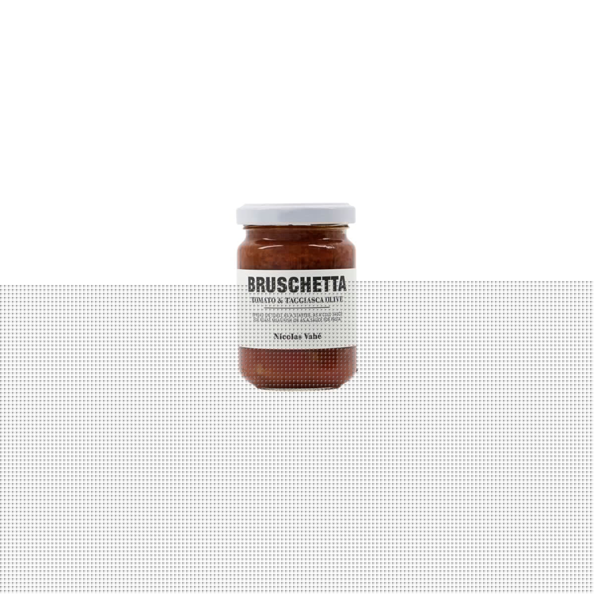 Köstliche Bruschetta mit Tomate & Taggiasca Oliven, ideal für Tapas oder Pasta. Hochwertig, ohne Zusatzstoffe. Nach Öffnen kühl lagern.