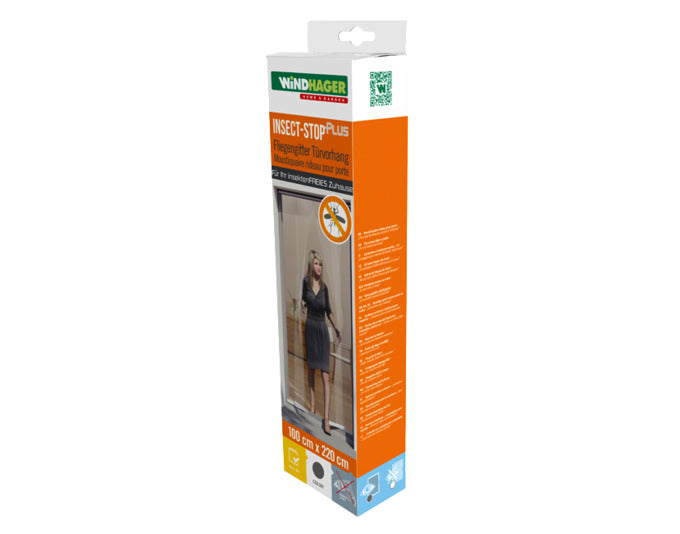 Praktischer WINDHAGER Fliegengitter-Türvorhang 100x220 cm, schützt vor Insekten, ideal für Türen, einfache Montage und effektiver Schutz.