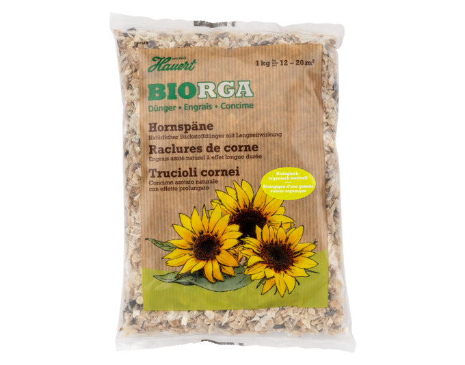 HAUERT Hornspäne Biorga 1 kg in  präsentiert im Onlineshop von KAQTU Design AG. Gartenpflege ist von HAUERT