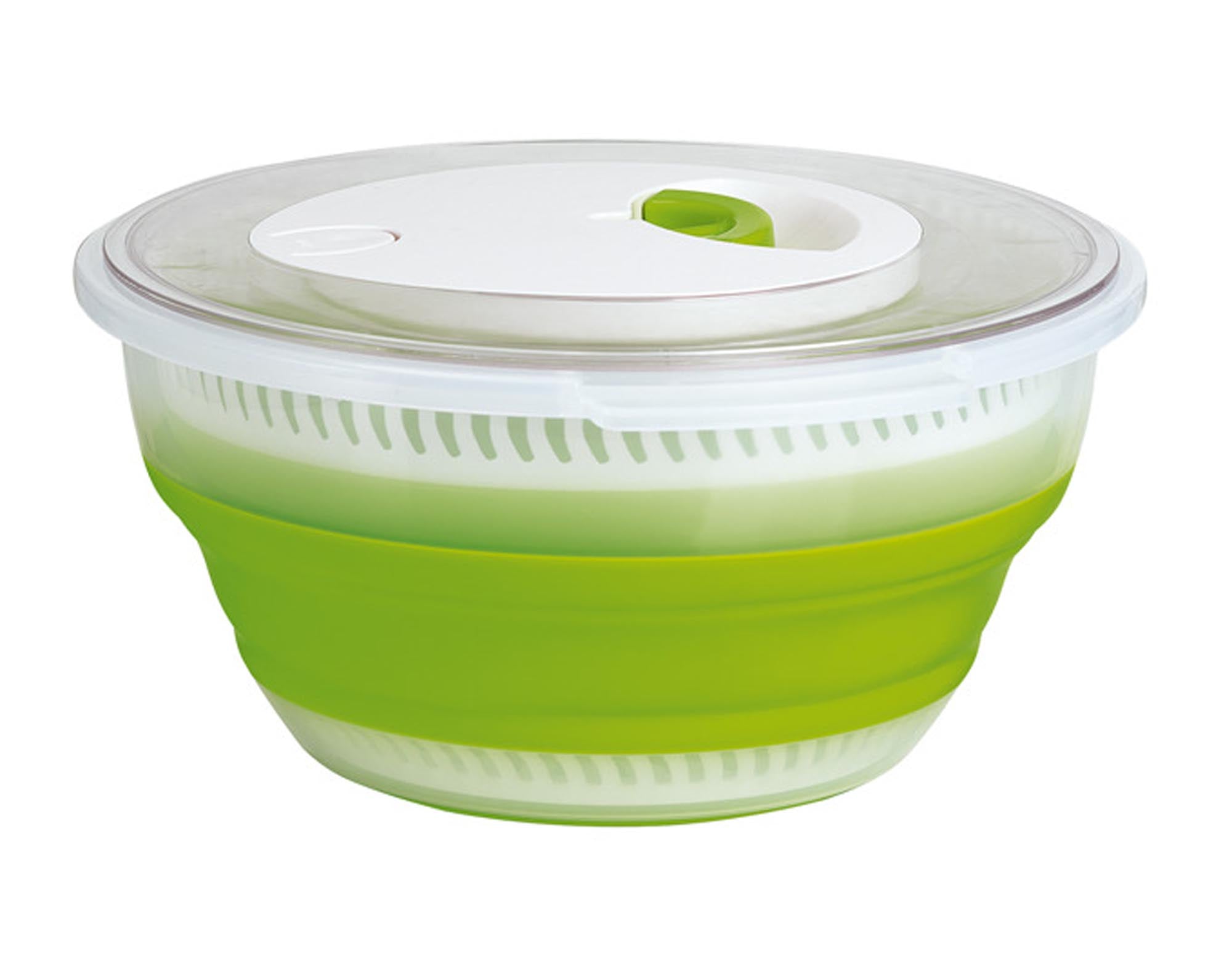 Faltbare EMSA Salatschleuder 4L: Platzsparend, BPA-frei, rutschfest, ergonomisch. Perfekt für frische, knackige Salate.