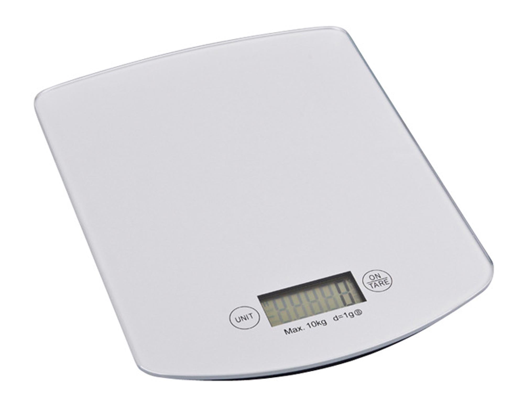 Digitale Küchenwaage von EVA COLLECTION: Präzises Wiegen bis 10 kg, modernes Design, hygienisch, mit Tara-Funktion und LCD-Anzeige.
