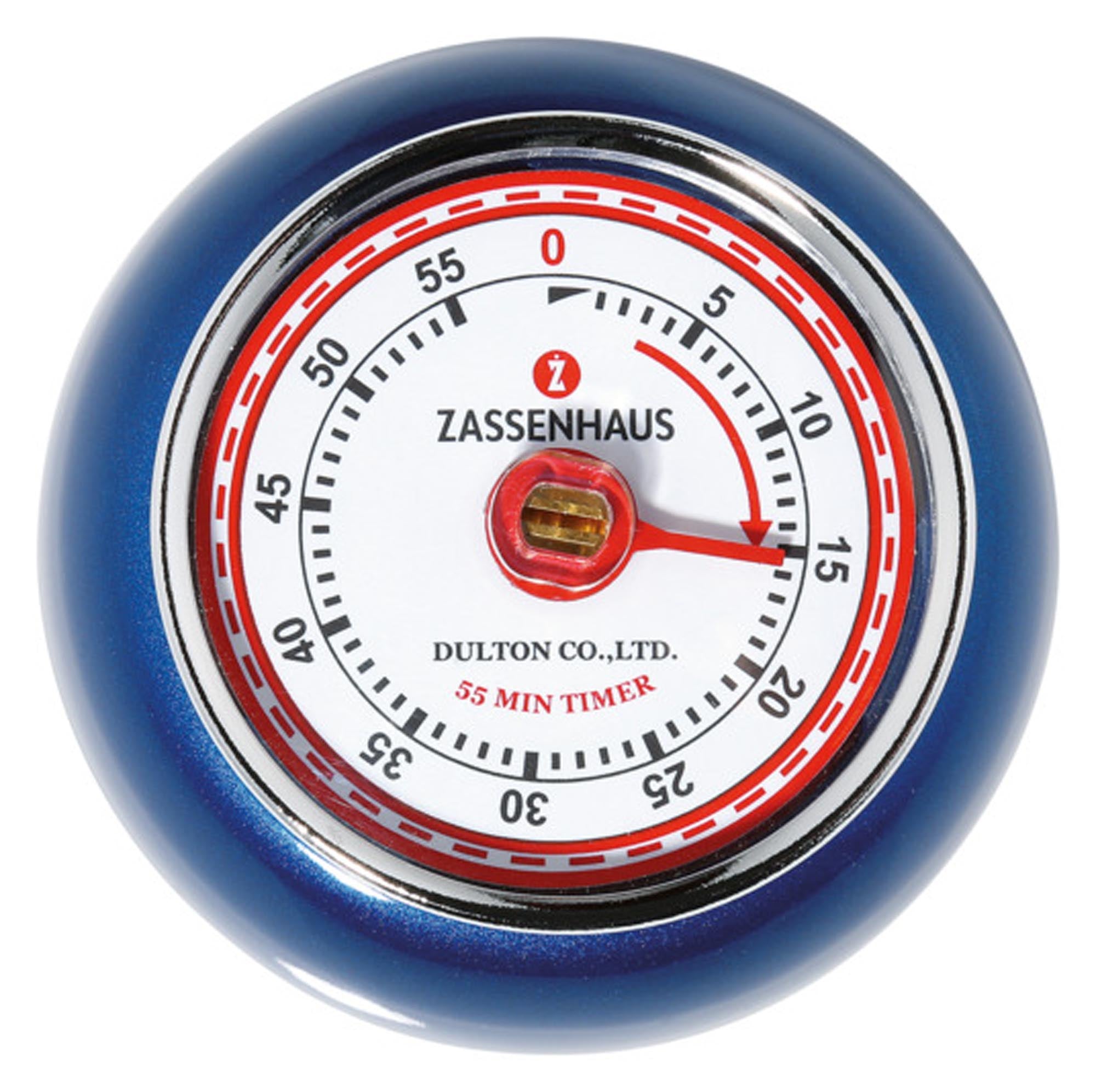 ZASSENHAUS Timer Speed in Blau Metallic, Ø 7 cm, mit Magnet. Praktischer Küchenhelfer für präzises Timing und stilvolles Design.