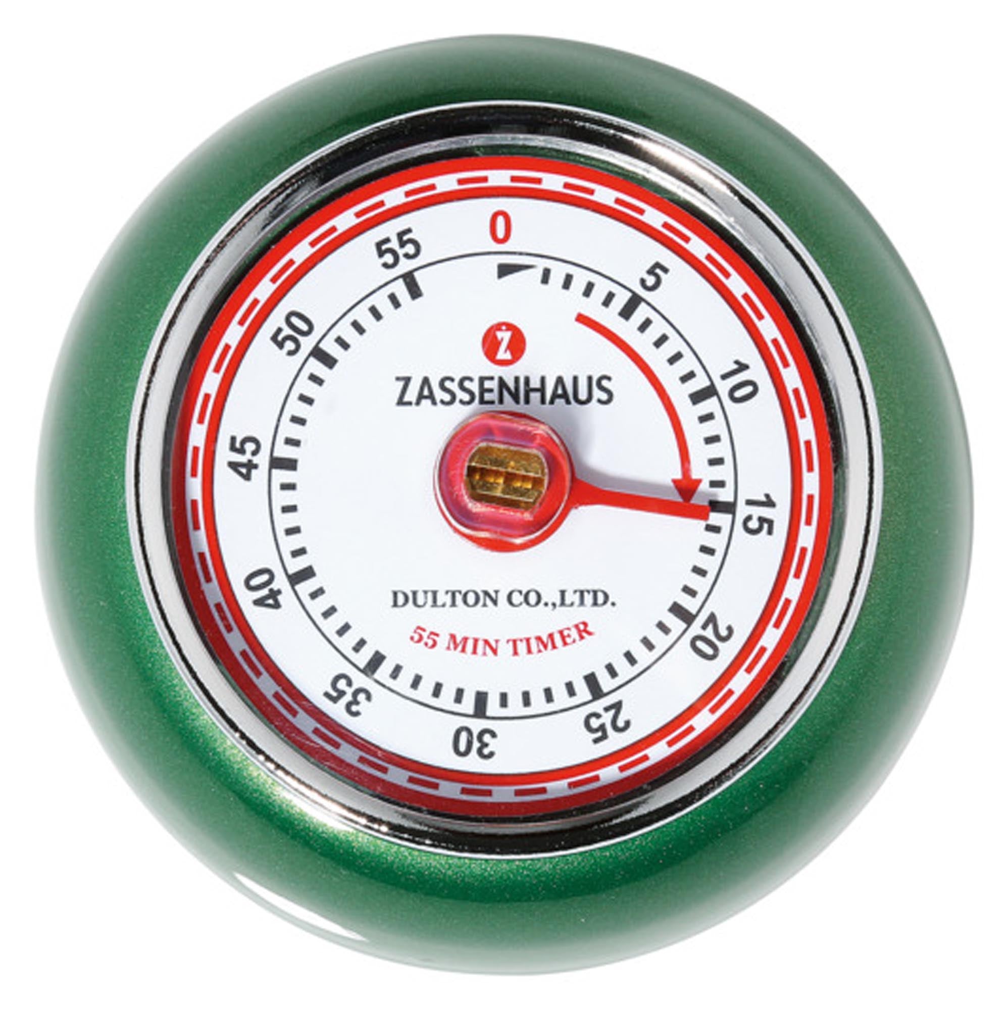 ZASSENHAUS Timer, magnetisch, Speed Racing Green, ø 7 cm. Praktisch und stilvoll für präzises Timing in der Küche.