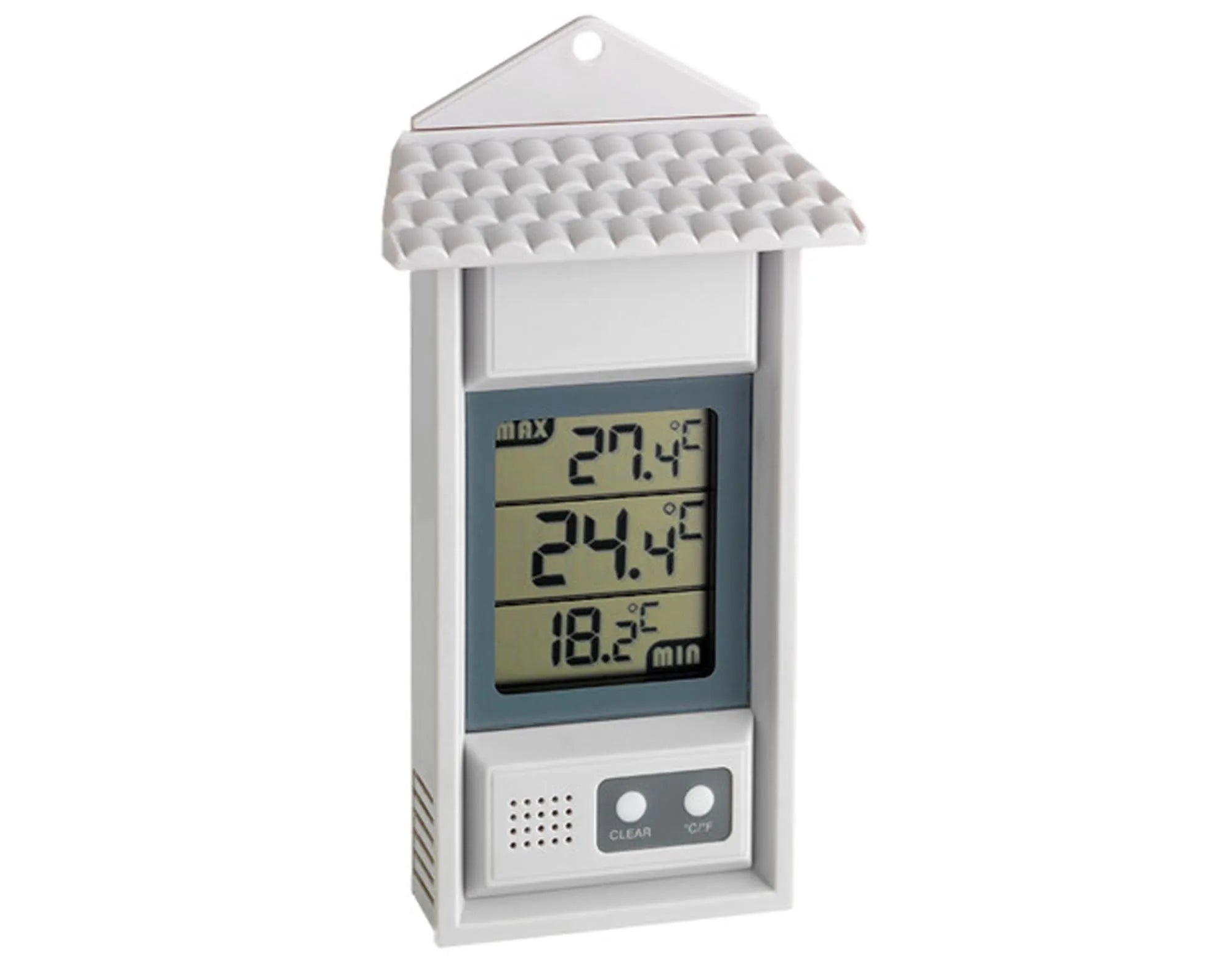 Kompaktes 15 cm TFA Thermometer für Innen/Außen. Präzise Maxima/Minima-Anzeige, wetterfest, elegantes Design. Ideal für Garten & Terrasse.