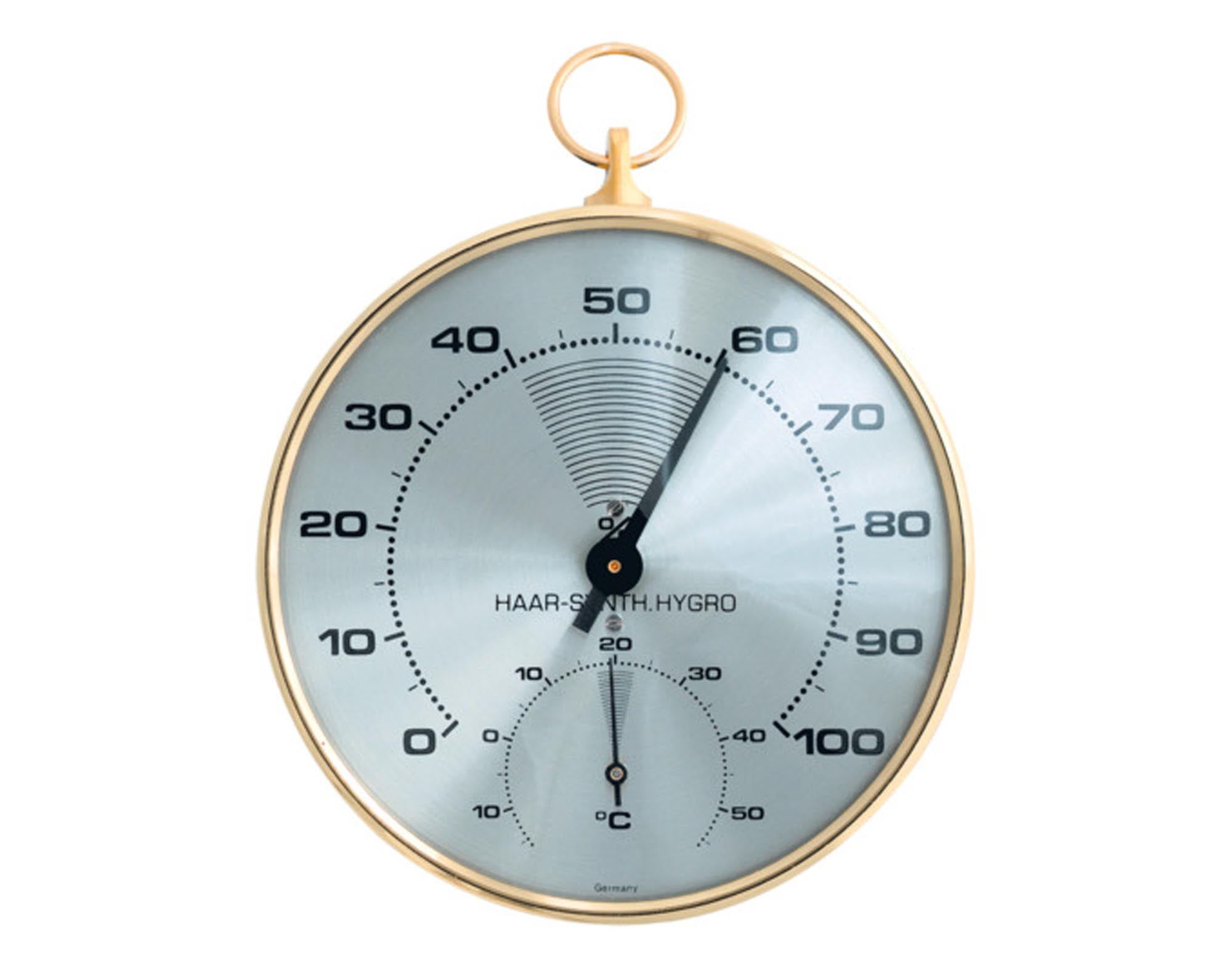 TFA Thermo-Hygrometer mit Messingring mit Haar Synthetik Werk in  präsentiert im Onlineshop von KAQTU Design AG. Thermometer ist von TFA