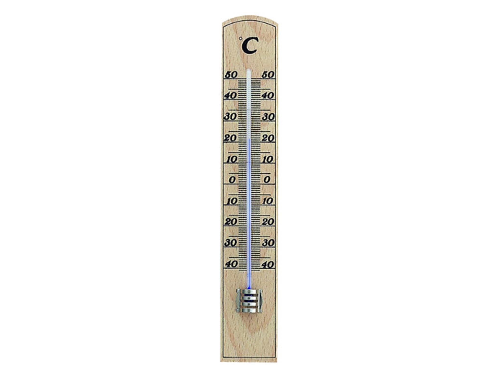 Elegantes Innenthermometer aus Buchenholz, 20.6 cm, für präzise Temperaturmessung und stilvolles Wohnambiente.