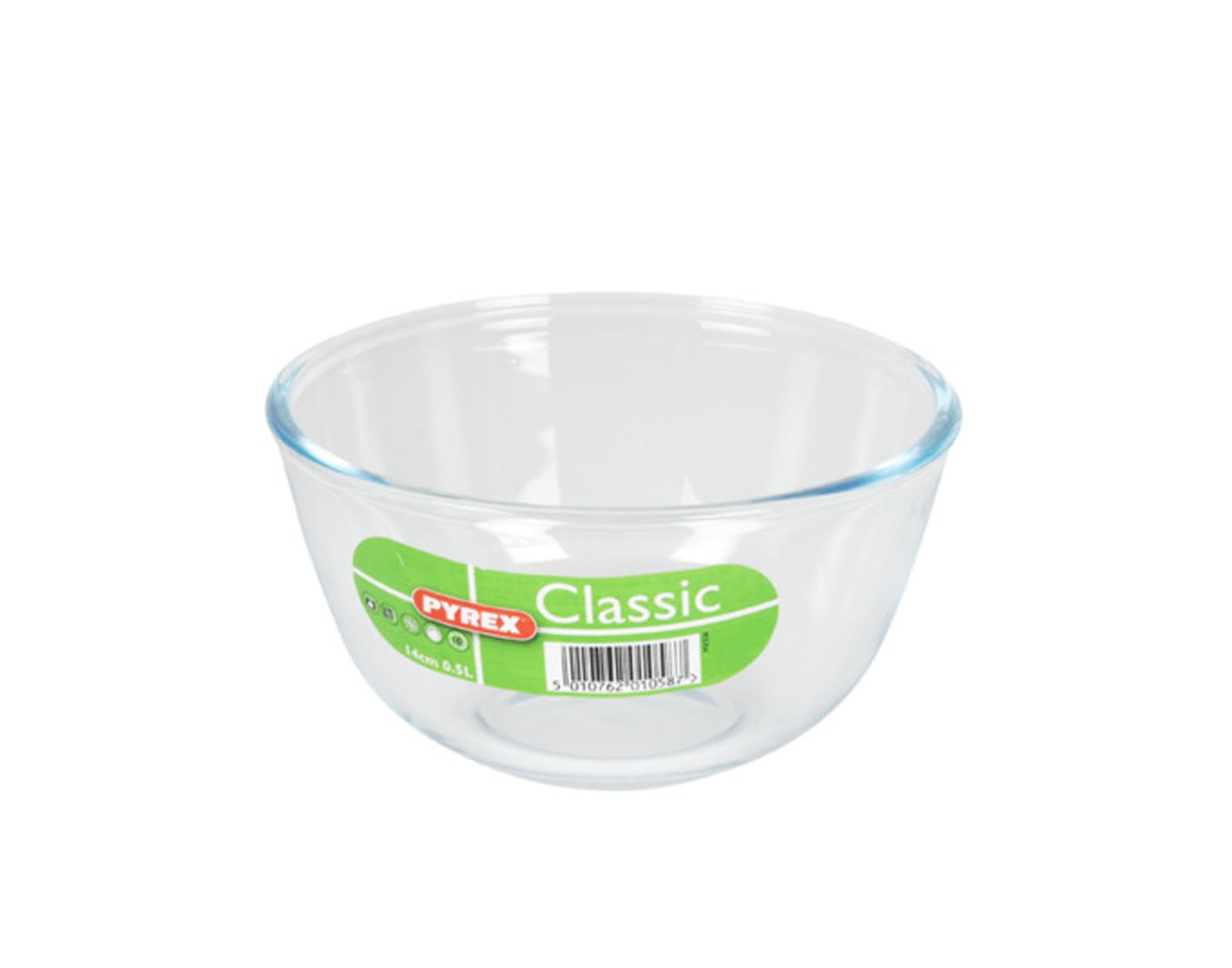PYREX Teigschüssel 0,5 l, 14 cm: Hitzebeständiges, kratzfestes Glas, ideal für Teig, Marinaden, Salate. Transparent, spülmaschinenfest.