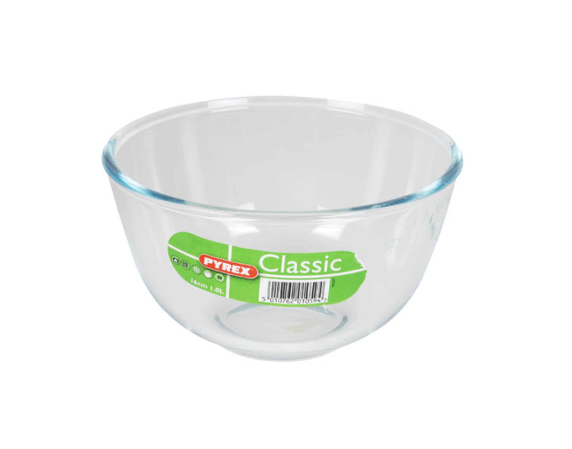 PYREX Teigschüssel 1L, ø16cm: Hitzebeständiges Glas, kratzfest, spülmaschinengeeignet. Perfekt für Teig, Marinaden, Salate.