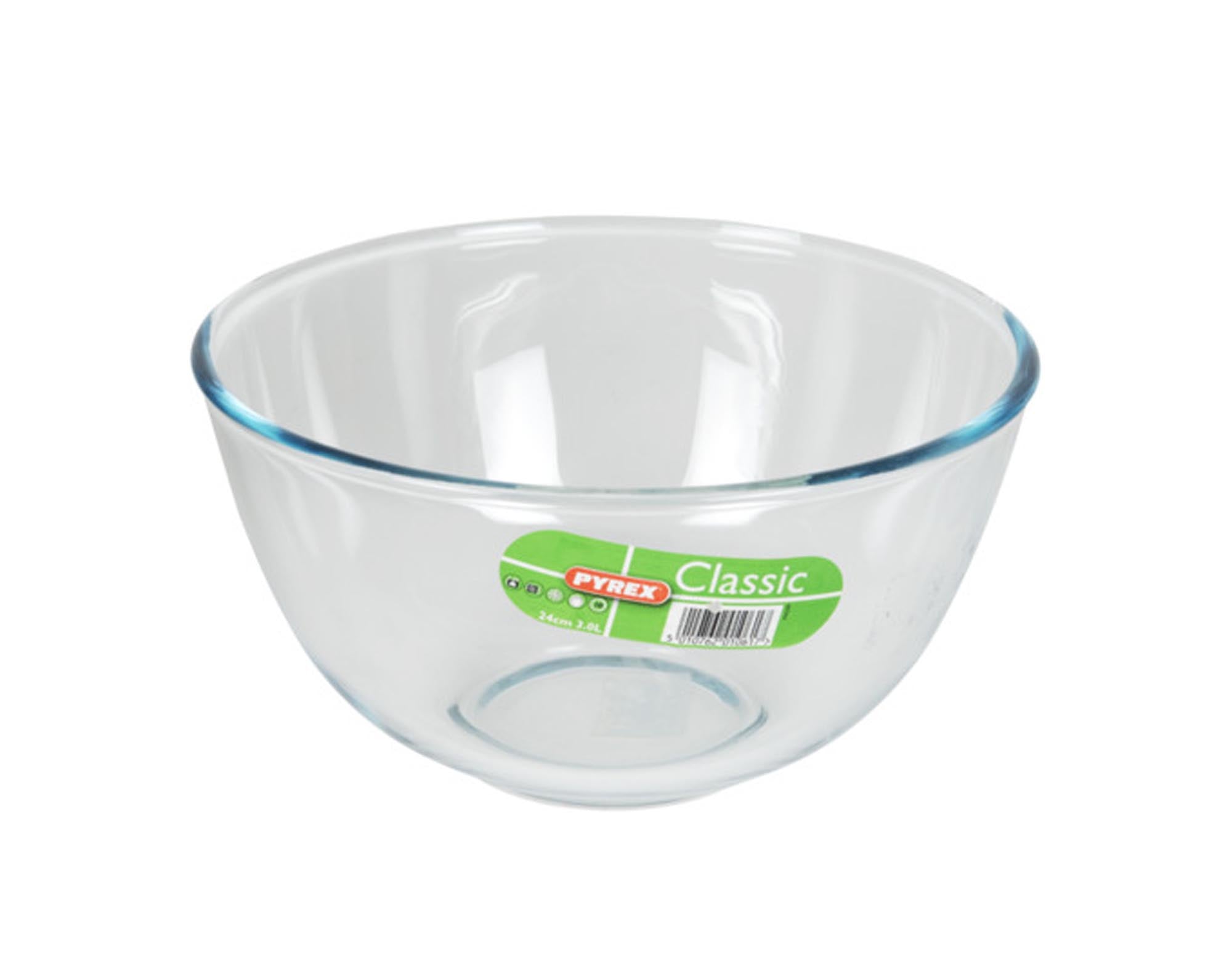 Die elegante PYREX Teigschüssel aus Glas (3 l, ø 24 cm) ist hitzebeständig, kratzfest und spülmaschinengeeignet – ideal zum Backen und Kochen.
