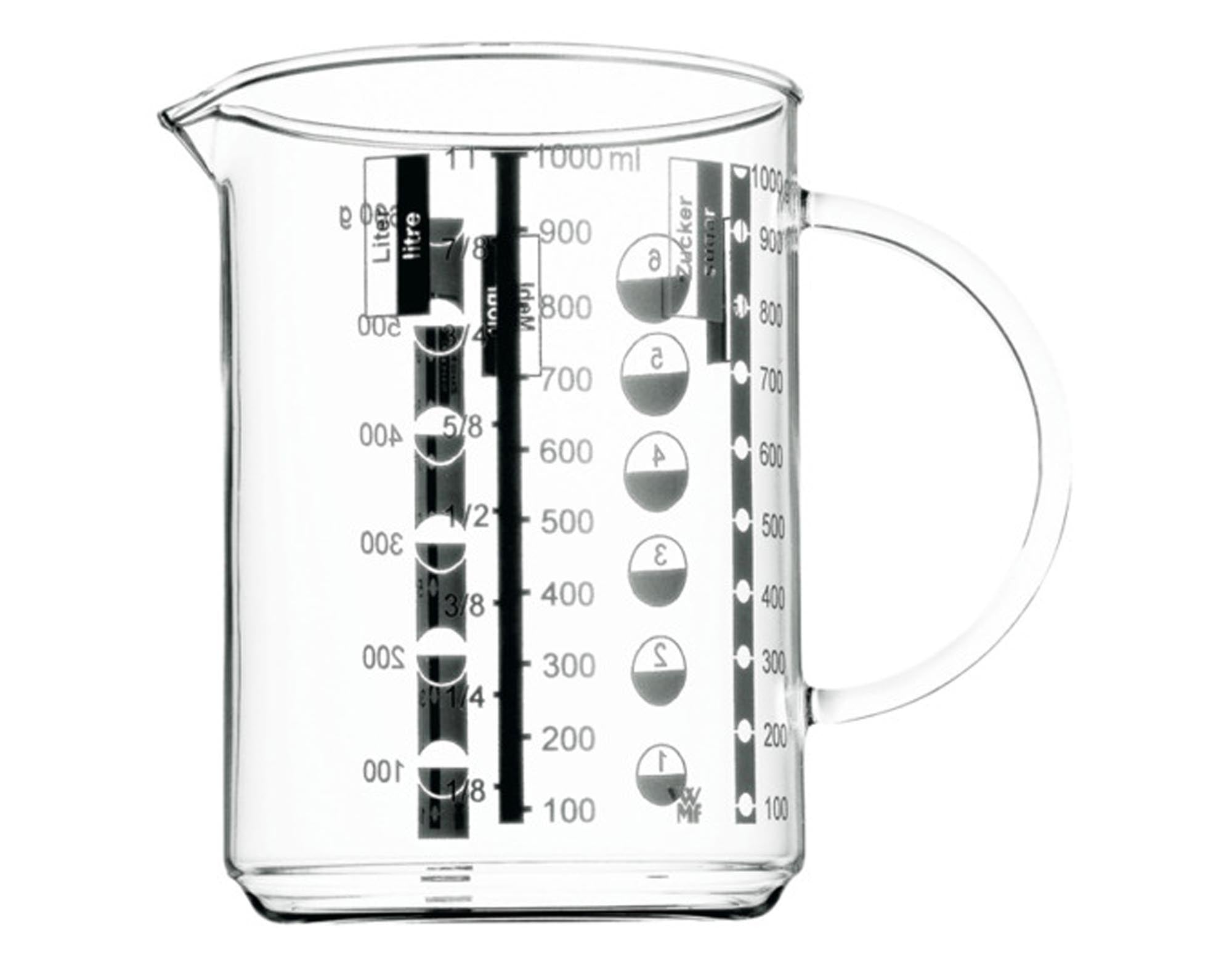 Der WMF Messbecher 1 l ist ein langlebiges, BPA-freies Küchenutensil für präzises Messen von Flüssigkeiten und trockenen Zutaten. Ergonomisch und spülmaschinenfest.