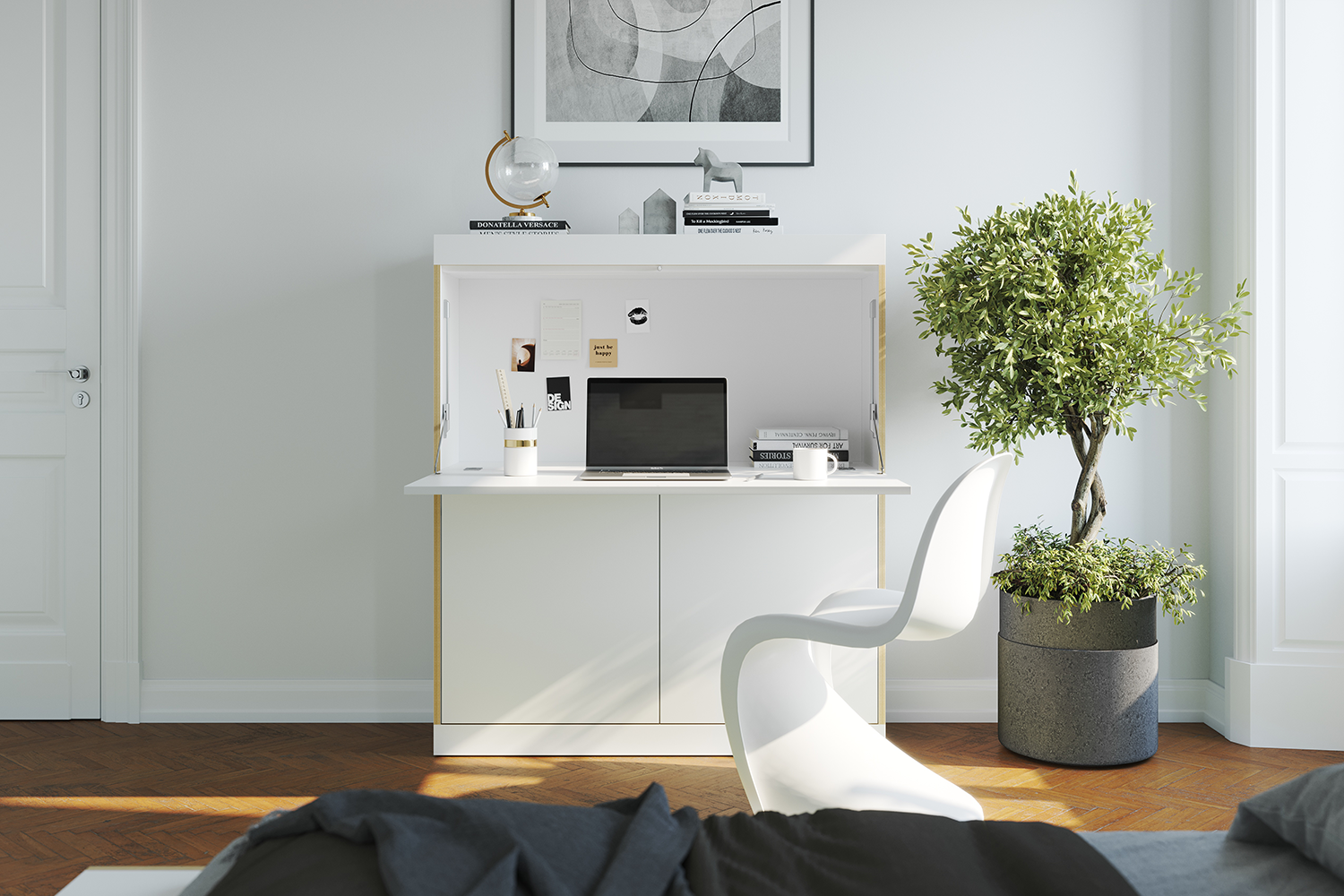 FLAI Home Office in Weiss präsentiert im Onlineshop von KAQTU Design AG. Sekretär ist von Müller Möbelwerkstätten