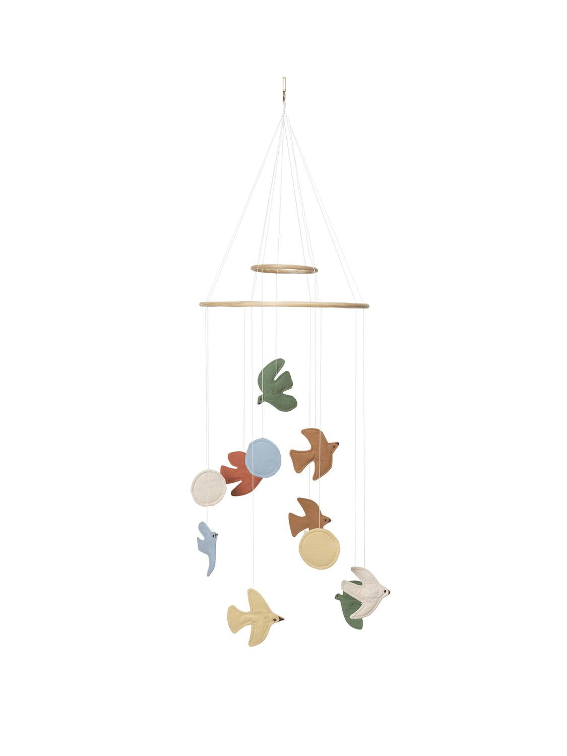 Das Swif Bird Mobile von Ferm Living: Ein nachhaltiges, fantasieanregendes Kunstwerk aus Bio-Baumwolle für ein stilvolles Kinderzimmer.
