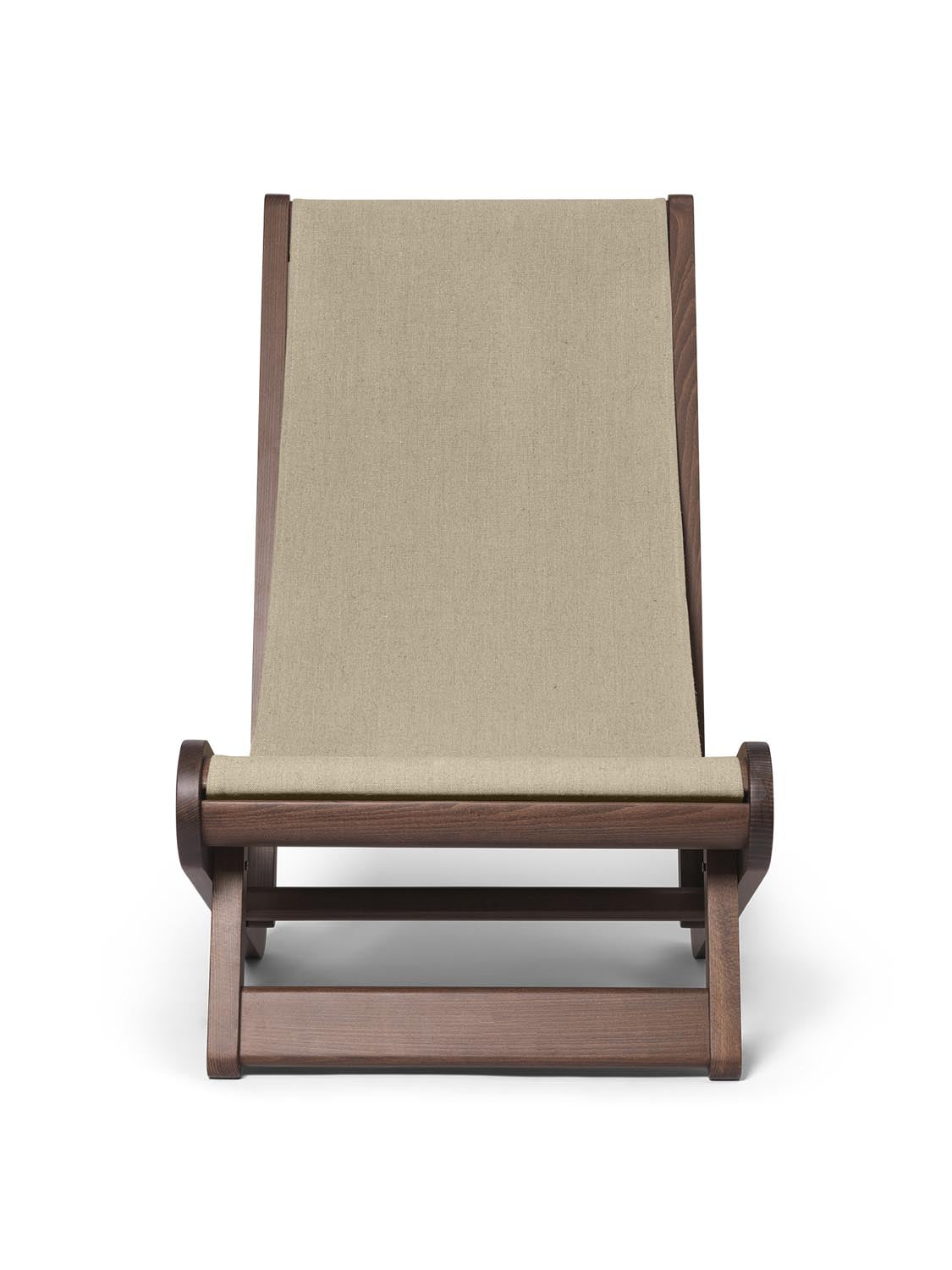 Eleganter Hemi-Loungesessel von Ferm Living: FSC-zertifiziertes Buchenholz, europäisches Leinen, skulpturales Design, vielseitig einsetzbar.