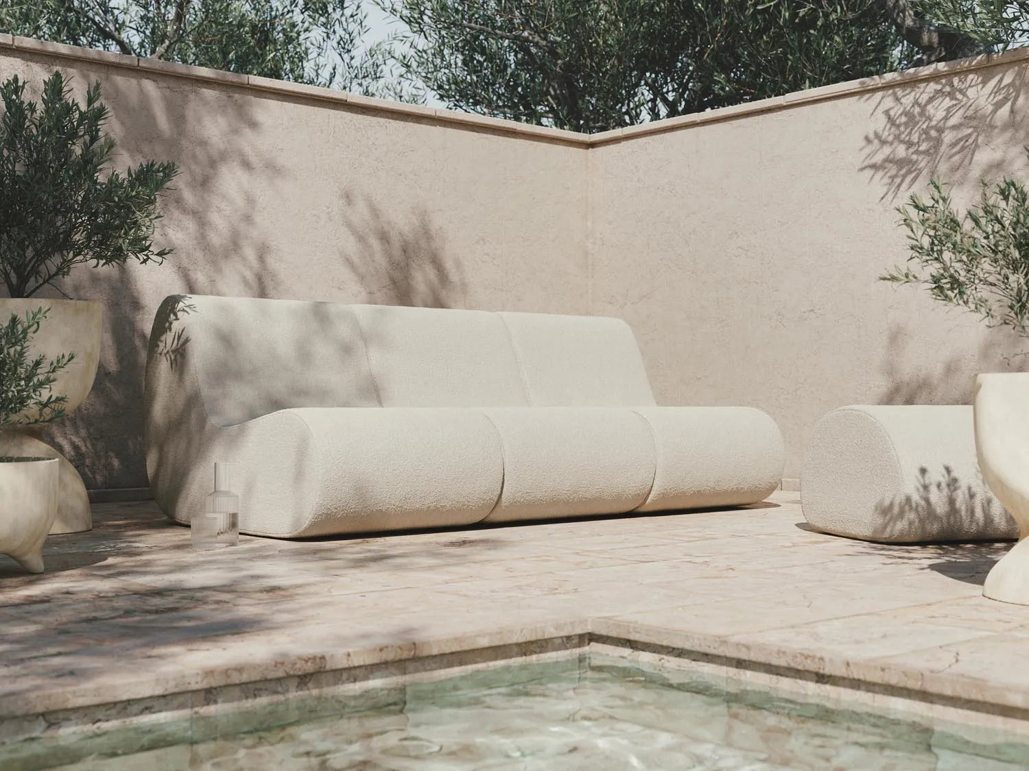 Luxuriöses Bouclé-Modul von Ferm Living für zeitlose Eleganz.