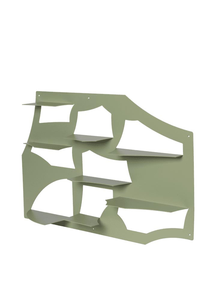 Entdecken Sie das Leta Regal von Ferm Living – ein elegantes Wandregal aus pulverbeschichtetem Stahl, ideal für stilvolle Präsentationen.