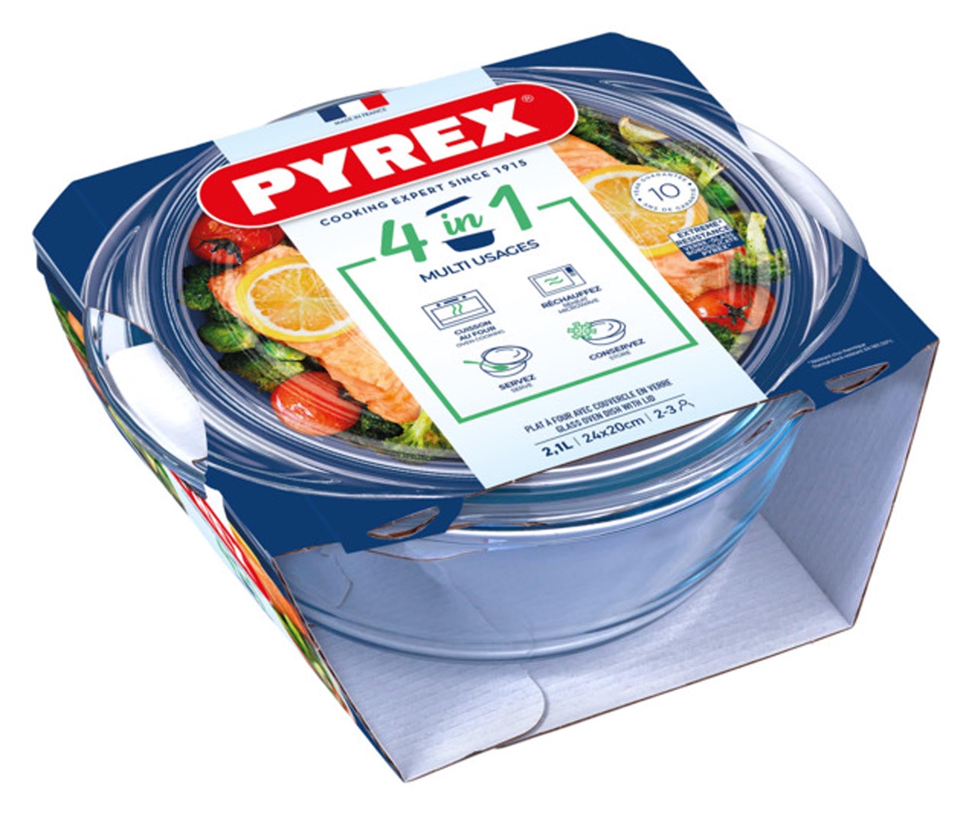 Runde PYREX Kasserolle 2.1 l: Perfekt für vielseitiges Garen.