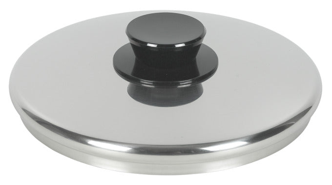 Entdecken Sie den NOSER Deckel Inox schwarz ø 22 cm – ideal für Ihre Töpfe! Hochwertiger Edelstahl, hitzebeständiger Bakelitknopf und elegantes Design.