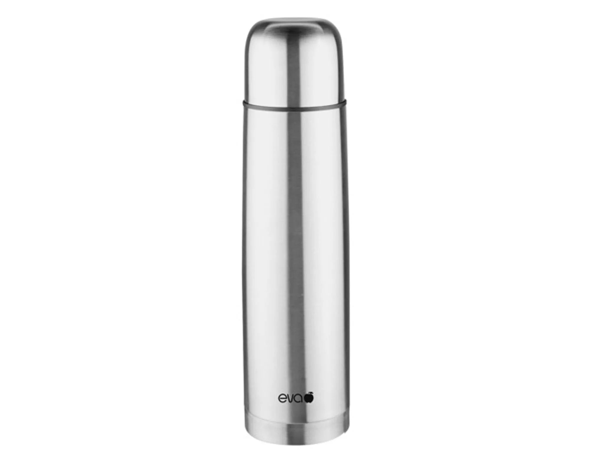 Die Isolierflasche Inox von EVA COLLECTION: 1 Liter, Edelstahl, Ausgiessautomatik, BPA-frei, ideal für heiße und kalte Getränke.