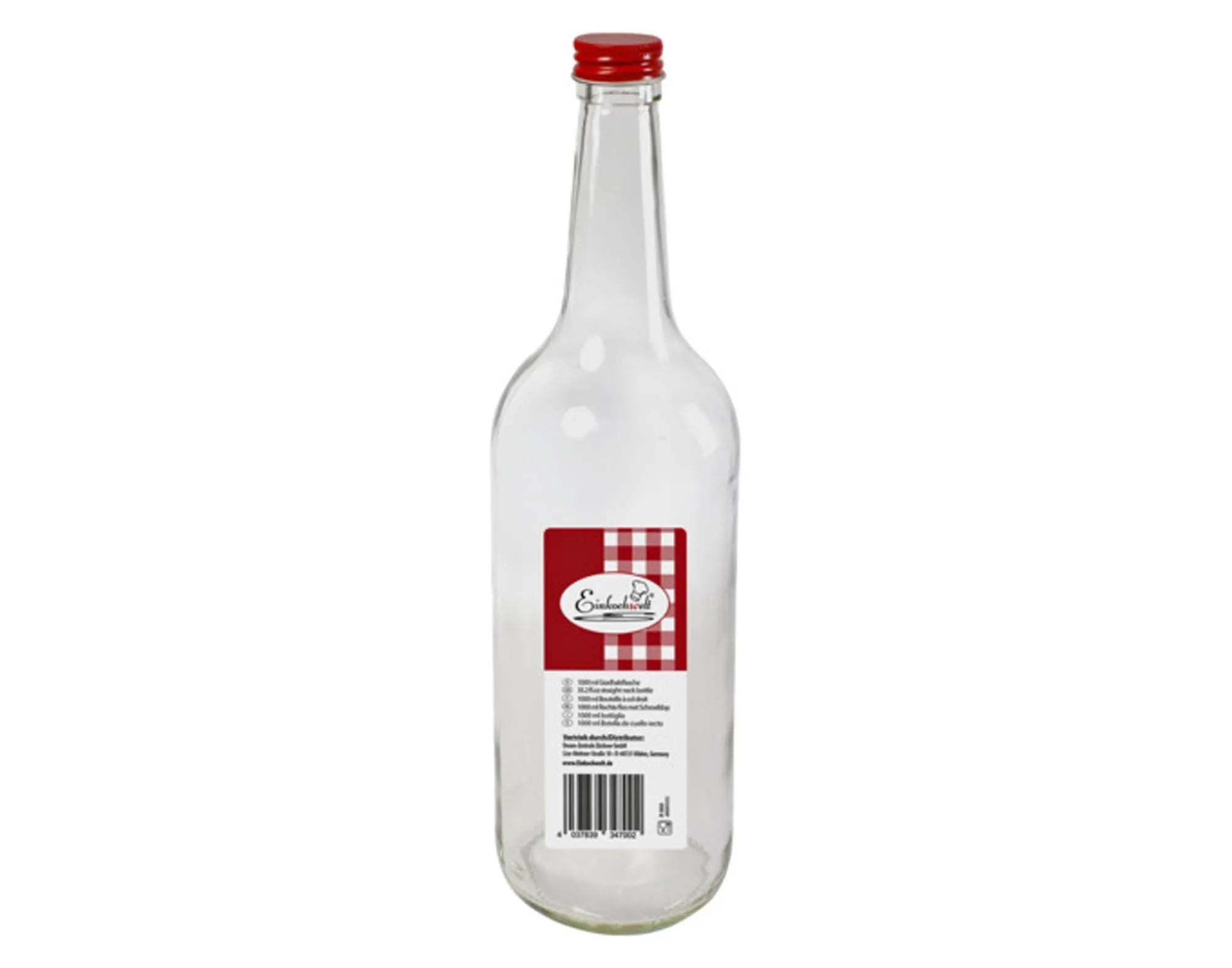 EINKOCHWELT Glasflasche Schraubverschluss rot 1000 ml in  präsentiert im Onlineshop von KAQTU Design AG. Flasche ist von EINKOCHWELT