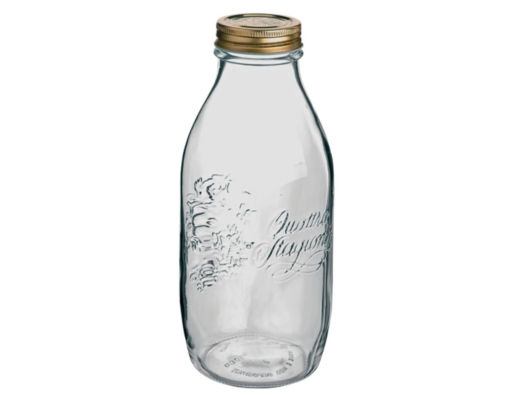 EINKOCHWELT Glasflasche Schraubverschluss gold 1000 ml in  präsentiert im Onlineshop von KAQTU Design AG. Flasche ist von EINKOCHWELT