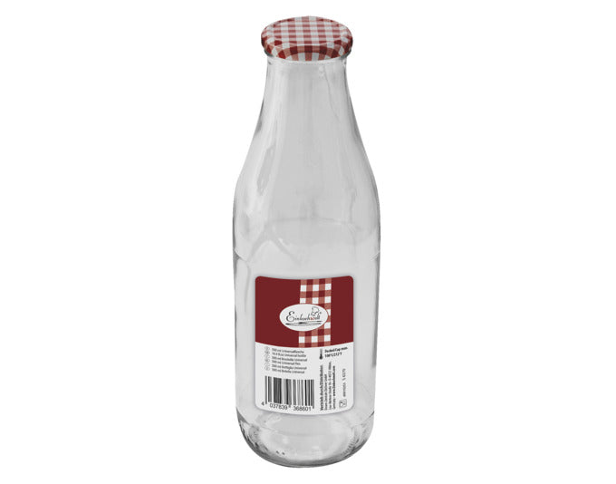Glasflasche Schraubverschluss karriert 500 ml in  präsentiert im Onlineshop von KAQTU Design AG. Flasche ist von EINKOCHWELT