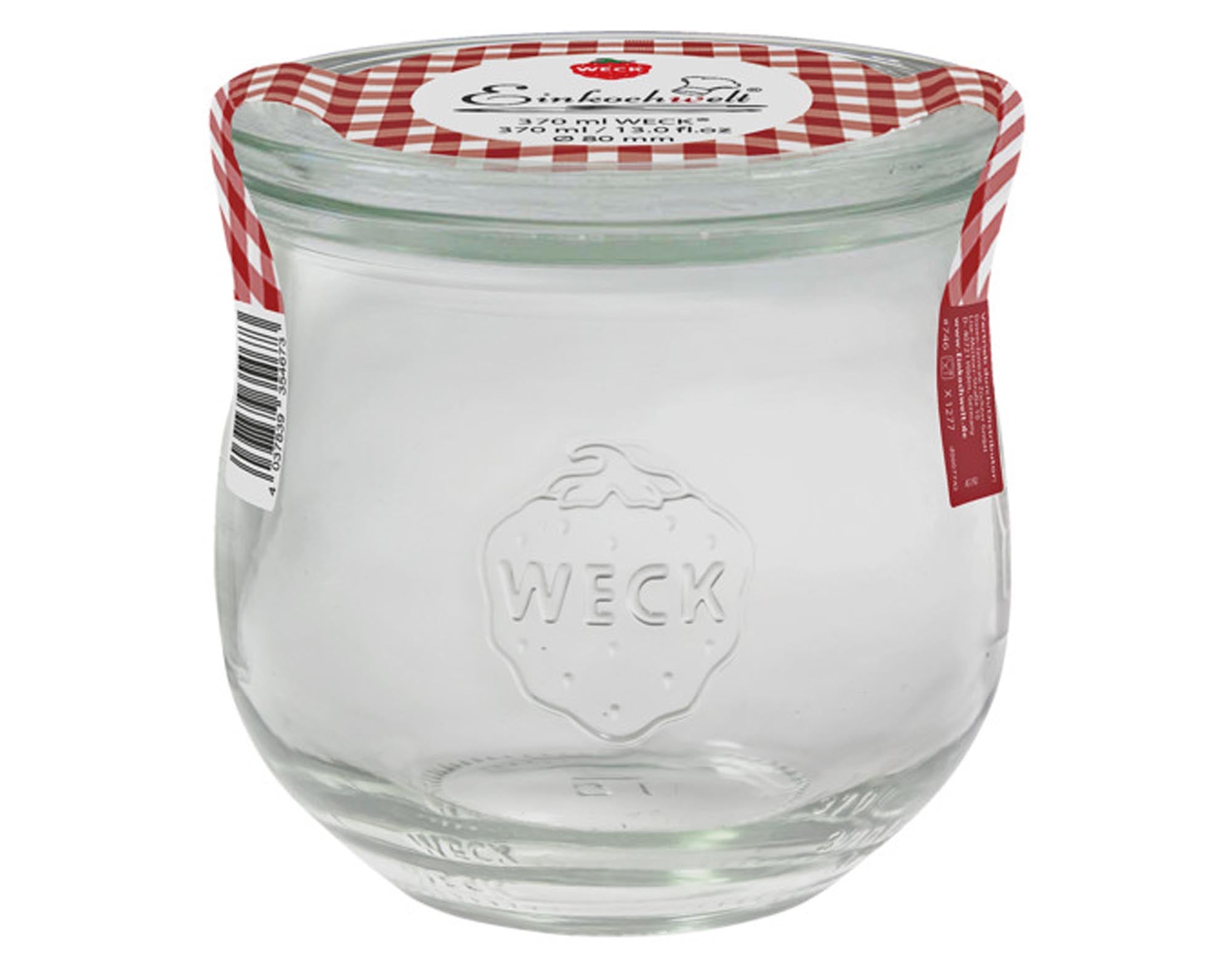 WECK Einmachglas Tulpenfrom mit Glasdeckel 370 ml ø 80 mm in  präsentiert im Onlineshop von KAQTU Design AG. Aufbewahrungsbehälter ist von WECK