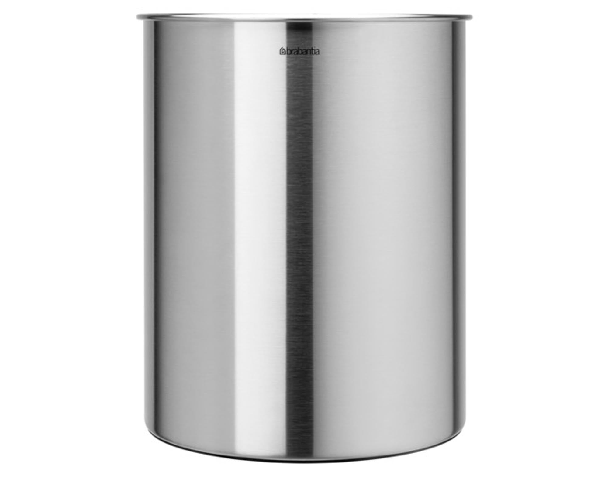 Eleganter 15L Papierkorb aus mattem Stahl von BRABANTIA, robust, pflegeleicht, mit Inneneimer und Deckel für diskrete Abfallentsorgung.